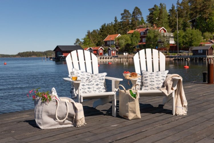 Pevná plážová taška Ester modrobílé pruhy