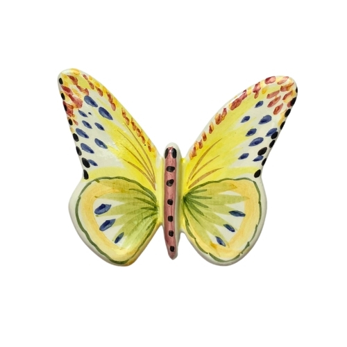 Ručně vyráběná keramická dekorace motýla Mariposa - Barevná varianta: Mariposa žlutá mírně profilovaná