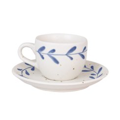 Šálek a podšálek/sada na cappuccino Viola modrý list