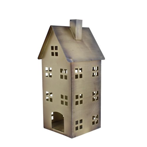 Mosazná dekorace na svíčku - Domeček s komínem velký Antique Brass