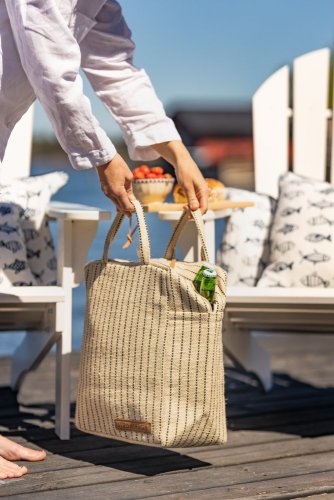 Chladící taška Ellen přírodní béžová s černými svislými proužky