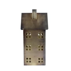 Mosazná dekorace na svíčku - Domeček s komínem velký Antique Brass