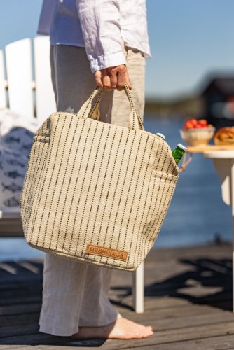 Chladící taška Ellen přírodní béžová s černými svislými proužky