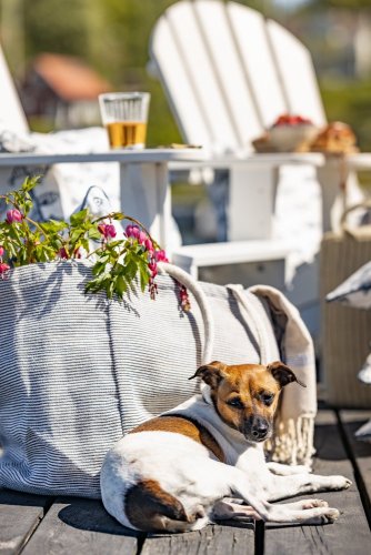 Pevná plážová taška Ester modrobílé pruhy